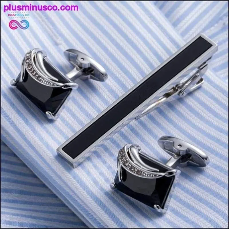 High Quality Onyx Cuff Links And Tie Clip Pin