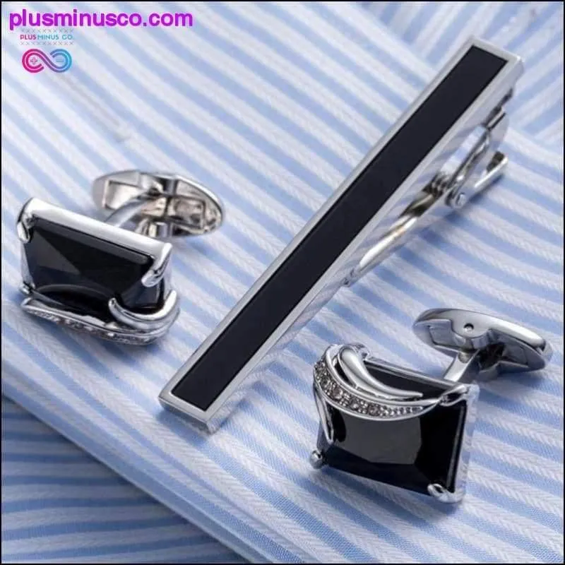 High Quality Onyx Cuff Links And Tie Clip Pin