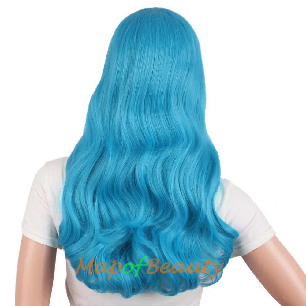 High-temperature Fiber Side Bangs Long Wave Curly Hair Cosplay Wigs
