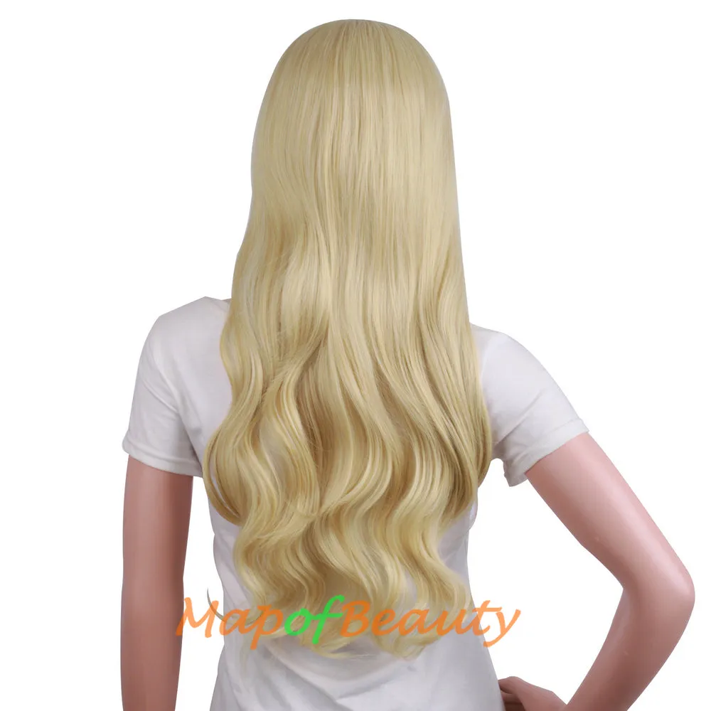 High-temperature Fiber Side Bangs Long Wave Curly Hair Cosplay Wigs