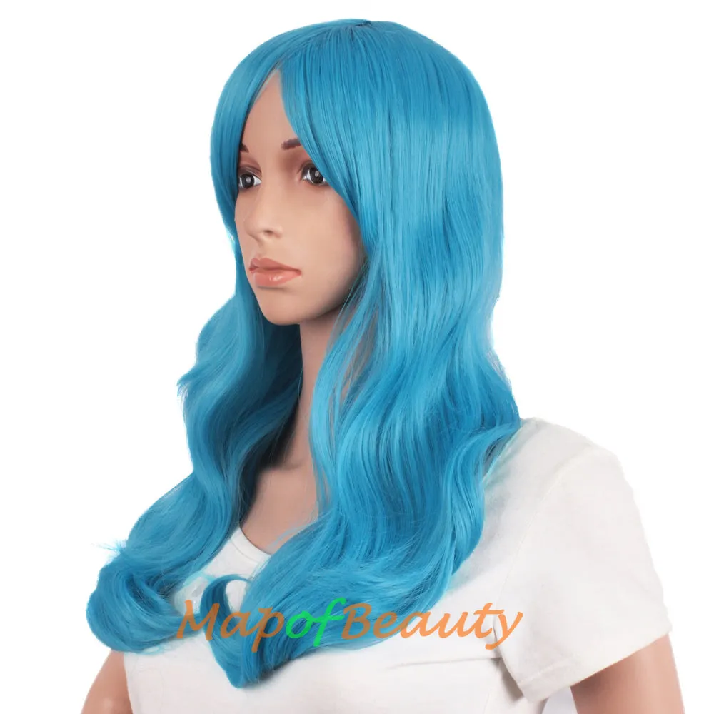 High-temperature Fiber Side Bangs Long Wave Curly Hair Cosplay Wigs