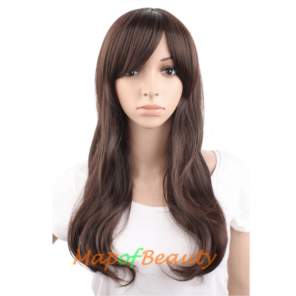High-temperature Fiber Side Bangs Long Wave Curly Hair Cosplay Wigs