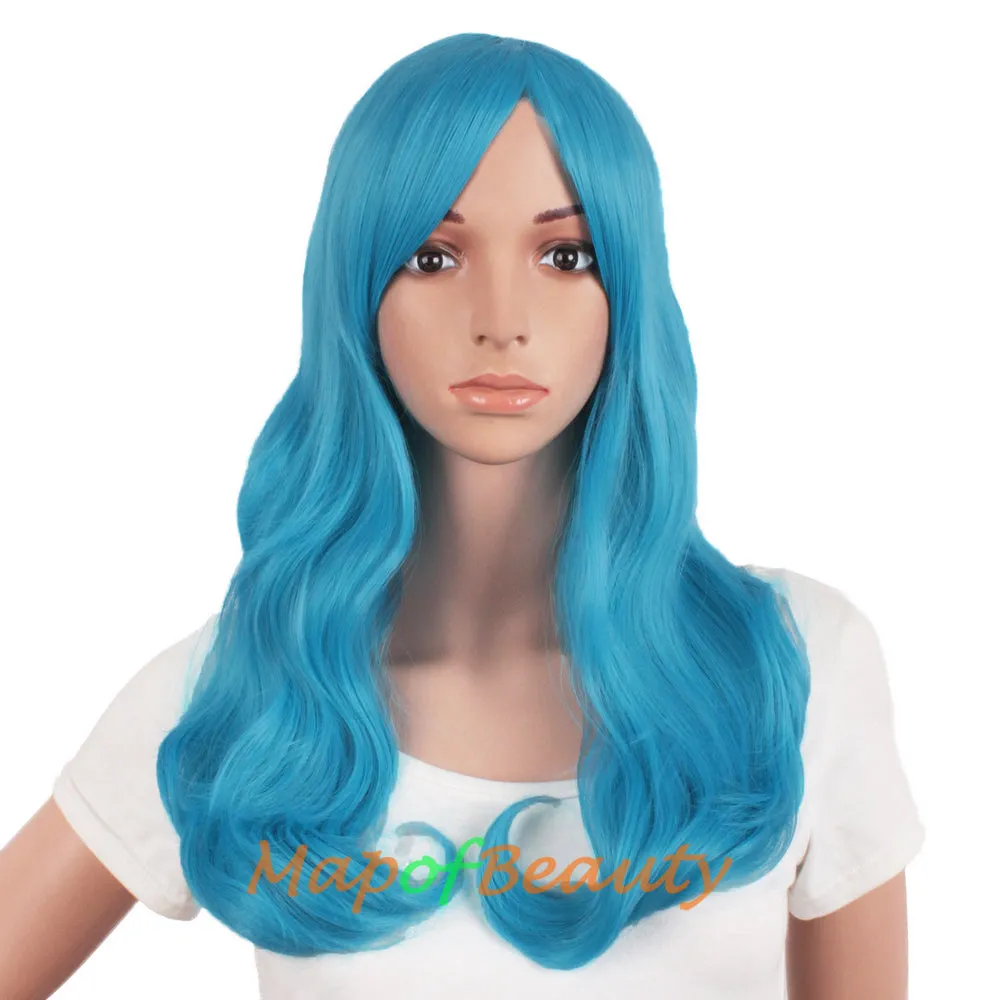 High-temperature Fiber Side Bangs Long Wave Curly Hair Cosplay Wigs