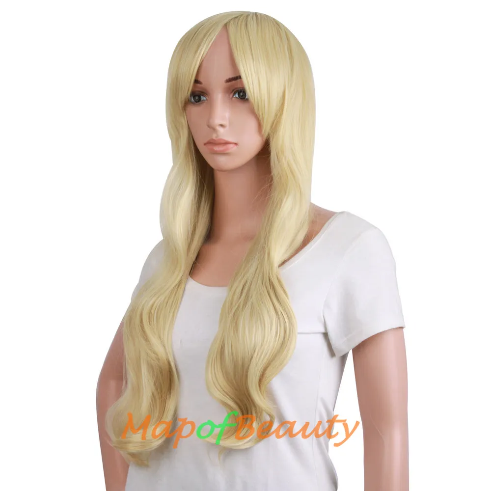 High-temperature Fiber Side Bangs Long Wave Curly Hair Cosplay Wigs