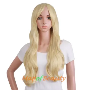 High-temperature Fiber Side Bangs Long Wave Curly Hair Cosplay Wigs