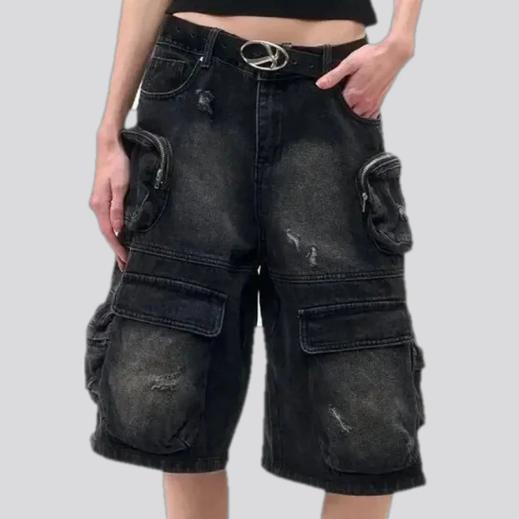High-waist denim shorts for ladies