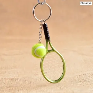 Hot SALE Mini Tennis Racket Pendant Keychain Keyring Key Chain Ring Finder Holer Accessories For Lover's Day Gifts #17162