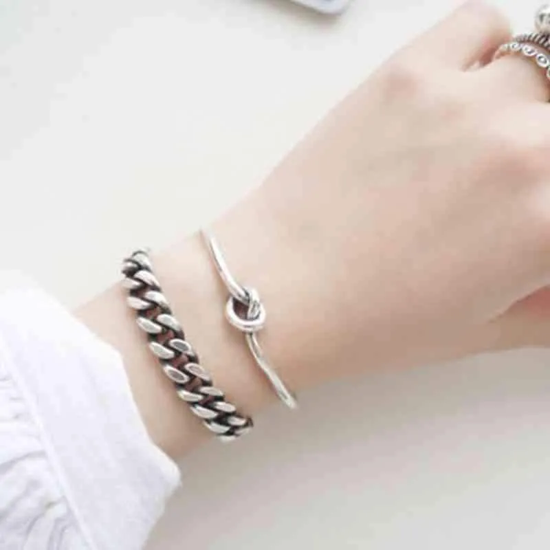 Hot Selling Women 925 Sterling Silver Bracelets Bangles Knot Design Girl Trendy Jewelry Accessories Gift