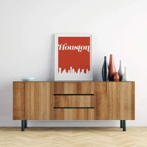 Houston, Texas retro inspired city skyline