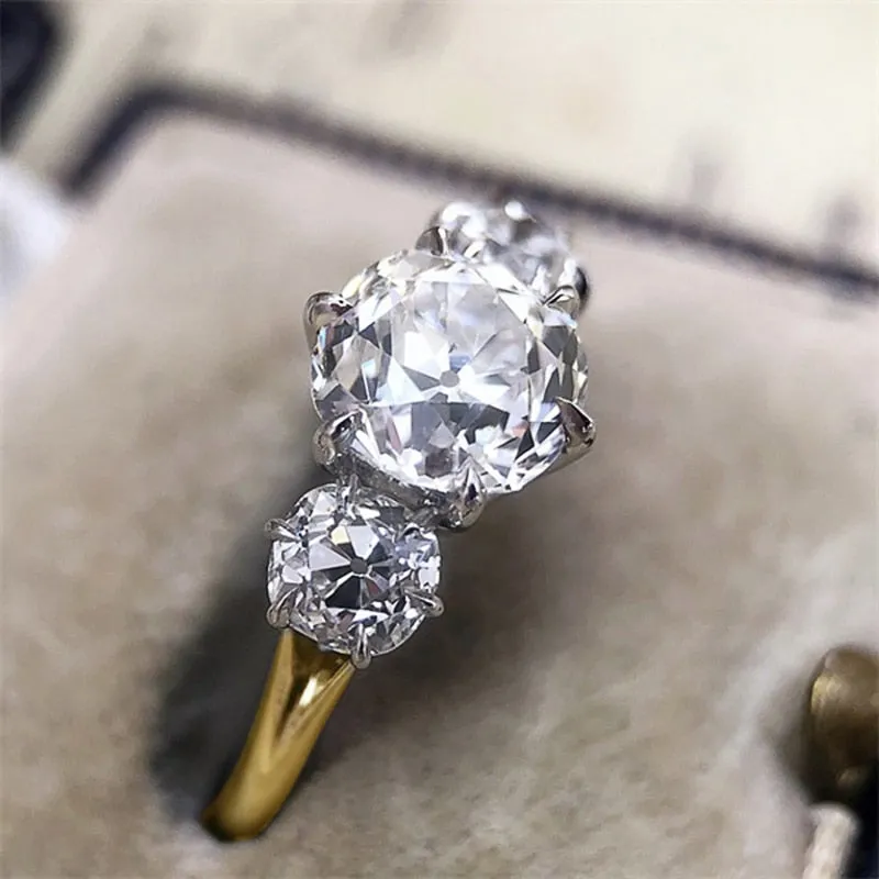Huitan Silver Color/Gold Color/Two Tone Women&#39;s Cubic Zirconia Rings Luxury Fashion Engagement Wedding Accessory Trendy Jewelry