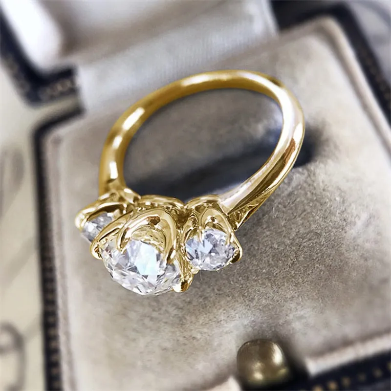 Huitan Silver Color/Gold Color/Two Tone Women&#39;s Cubic Zirconia Rings Luxury Fashion Engagement Wedding Accessory Trendy Jewelry