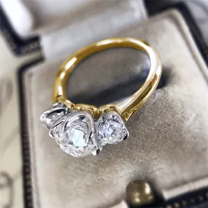Huitan Silver Color/Gold Color/Two Tone Women&#39;s Cubic Zirconia Rings Luxury Fashion Engagement Wedding Accessory Trendy Jewelry