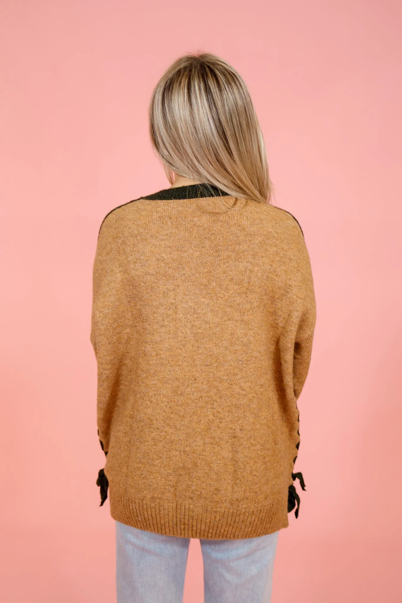Hunter Green Side Tie Sweater