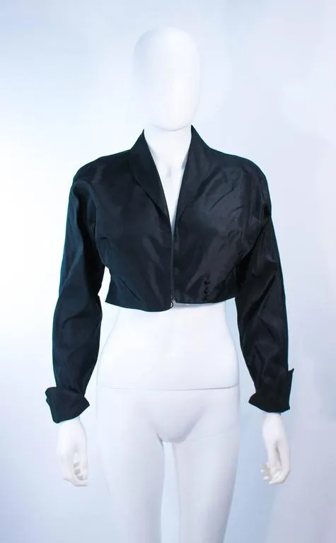IRENE Black Silk Cascading Ruffle Cocktail Gown and Jacket Size 4