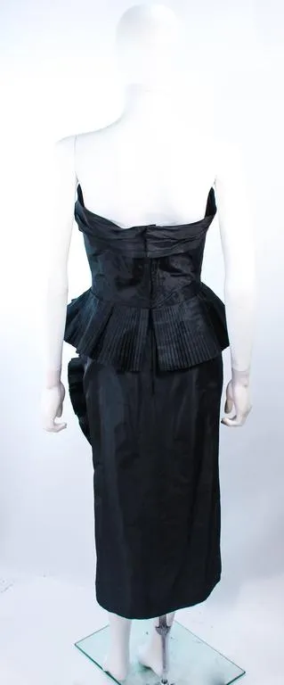 IRENE Black Silk Cascading Ruffle Cocktail Gown and Jacket Size 4
