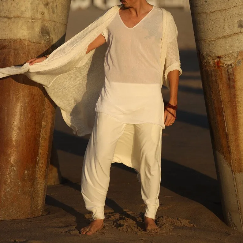 Ivory Sage | Open Hooded Kimono