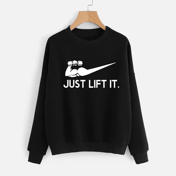 Just Lift It printed Winter Sweatshirt Black