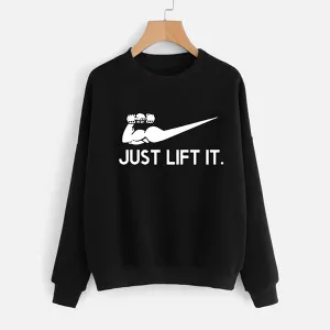 Just Lift It printed Winter Sweatshirt Black