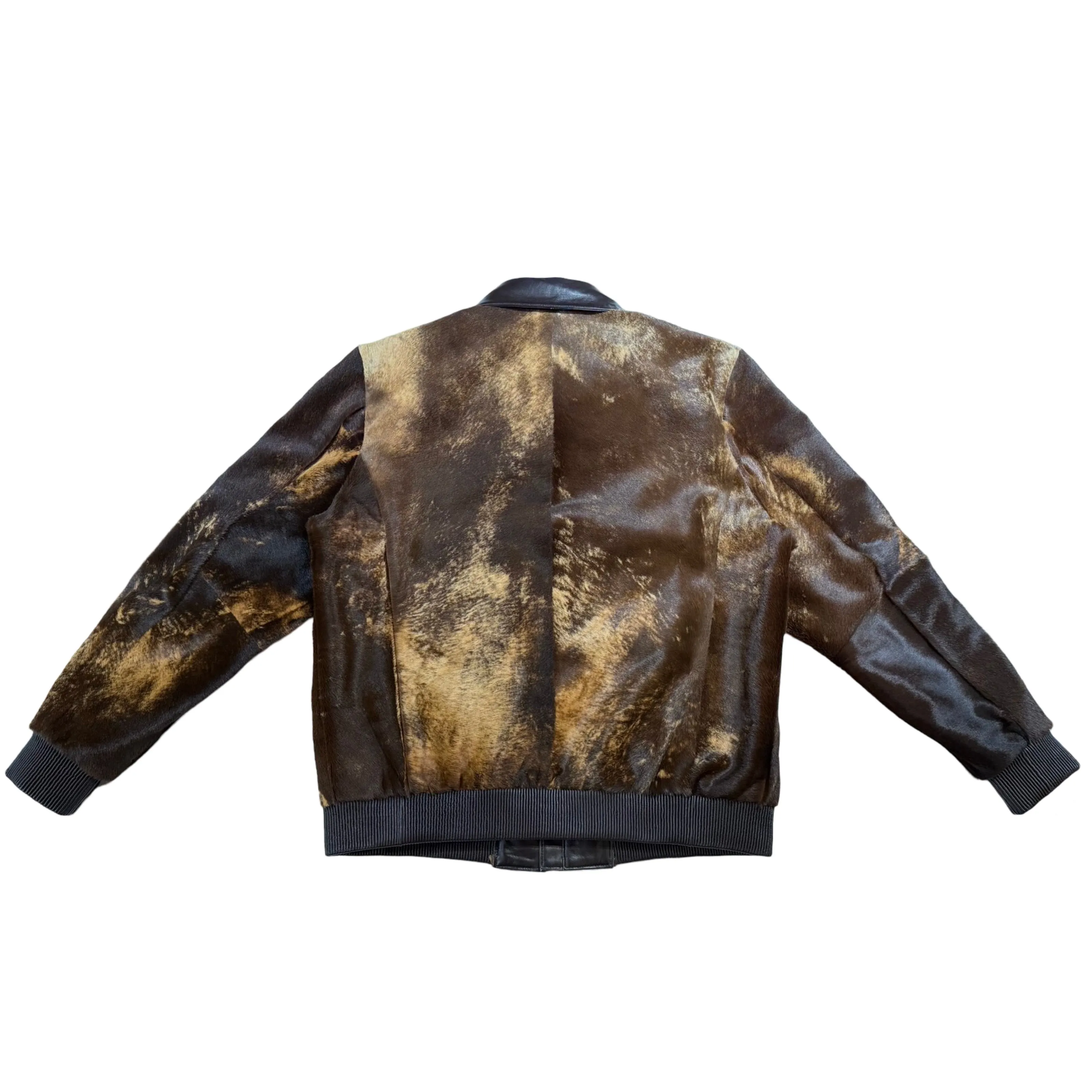 Kashani Brown Cavallino Pony Hair Bomber Jacket with Detachable Fox Fur Collar