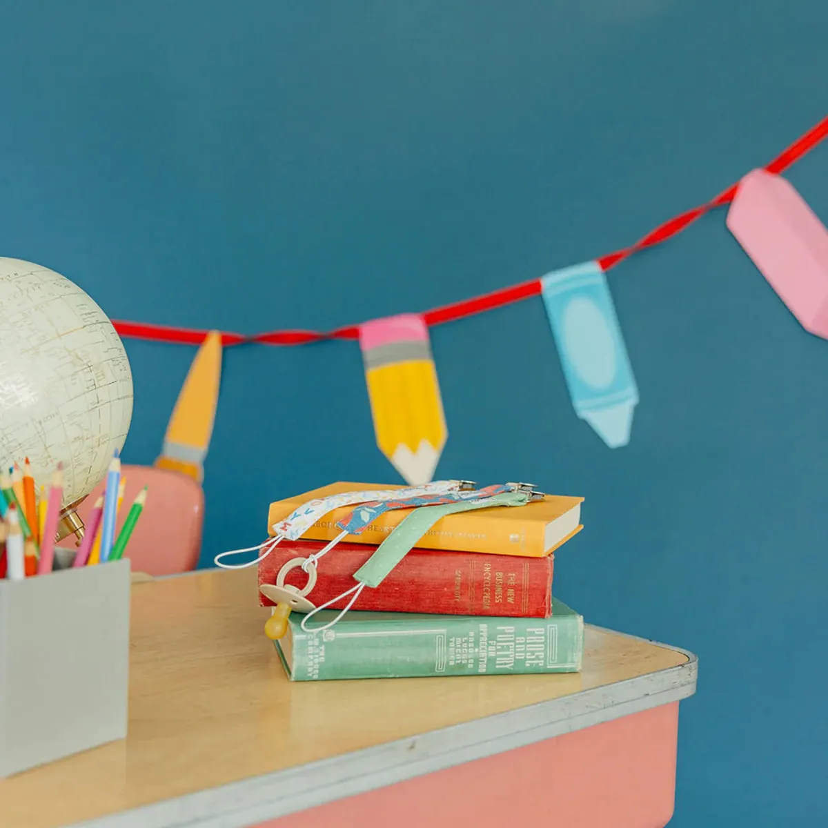 Knit Binky Clip 3 Pack- Teacher