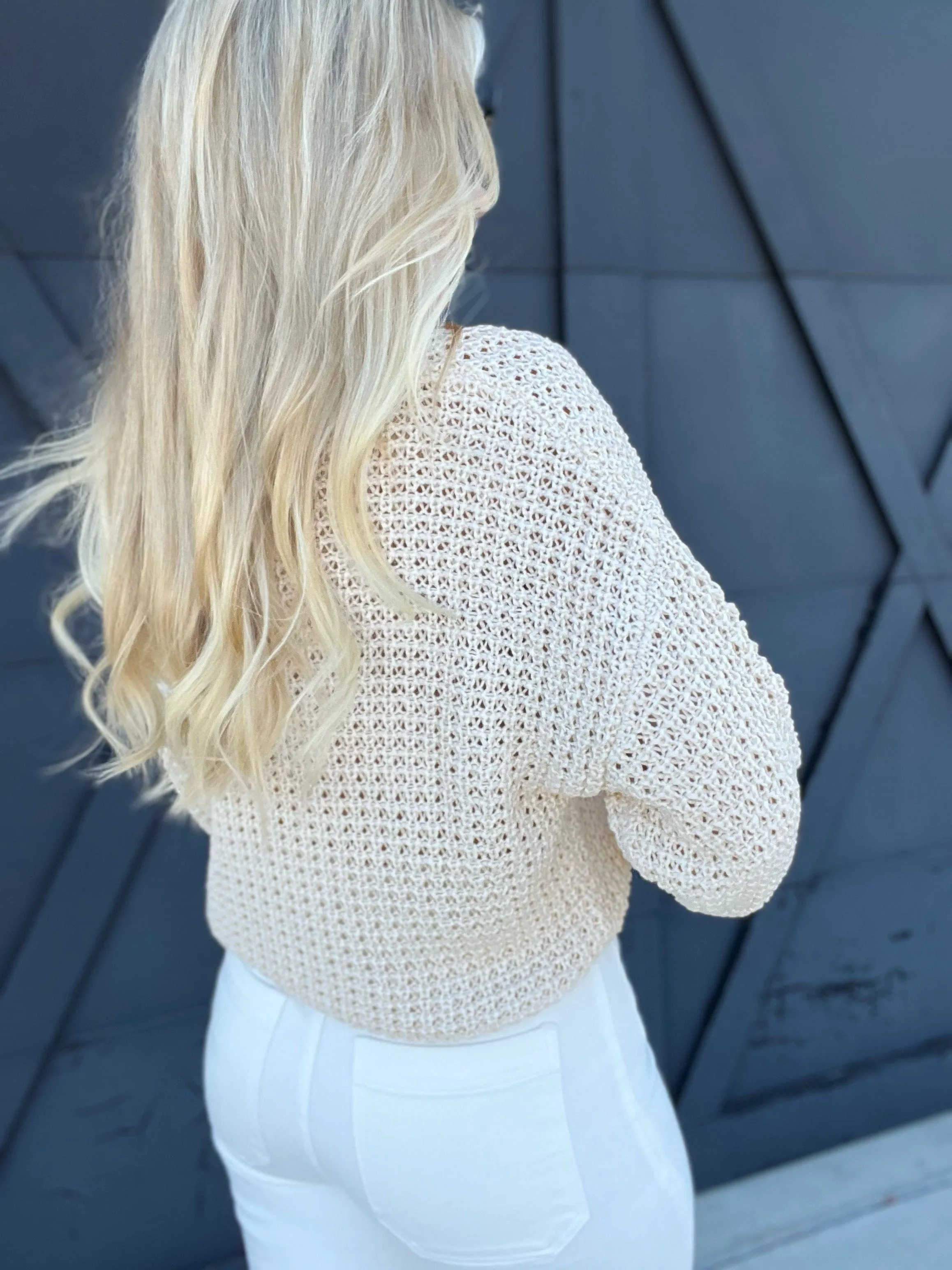 Knitted Crew Neck Sweater In Oatmeal