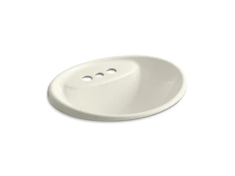 KOHLER K-2839-4 Tides Drop-in bathroom sink with 4" centerset faucet holes