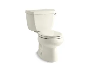 KOHLER K-3577-TR Wellworth Classic Two-piece round-front 1.28 gpf toilet with right-hand trip lever and tank cover locks