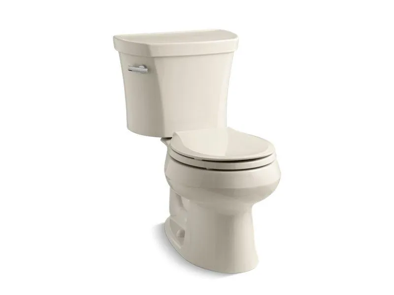 KOHLER K-3947-T Wellworth Two-piece round-front 1.28 gpf toilet with tank cover locks and 14" rough-in