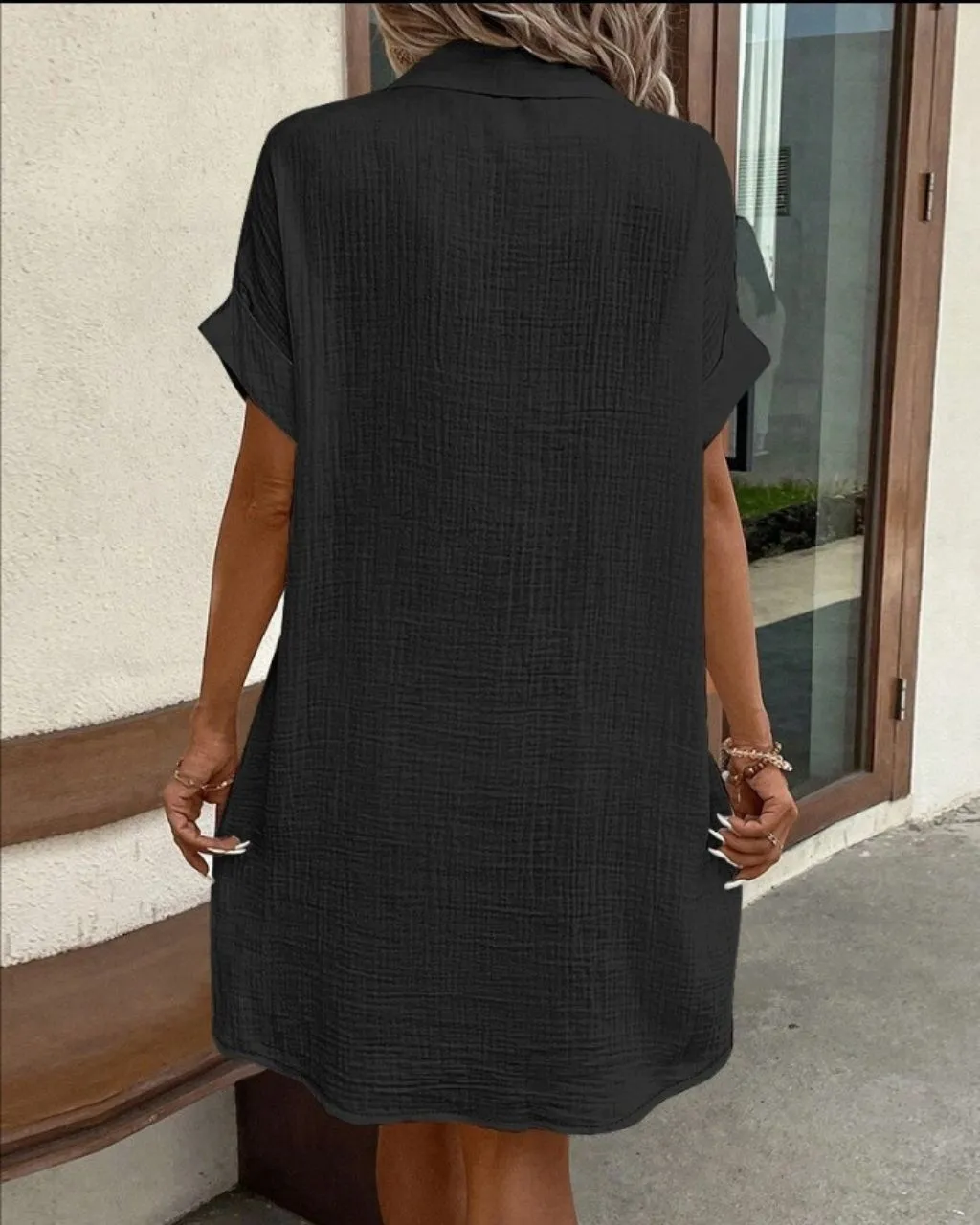 Kristy Cotton Shirt Dress - Black
