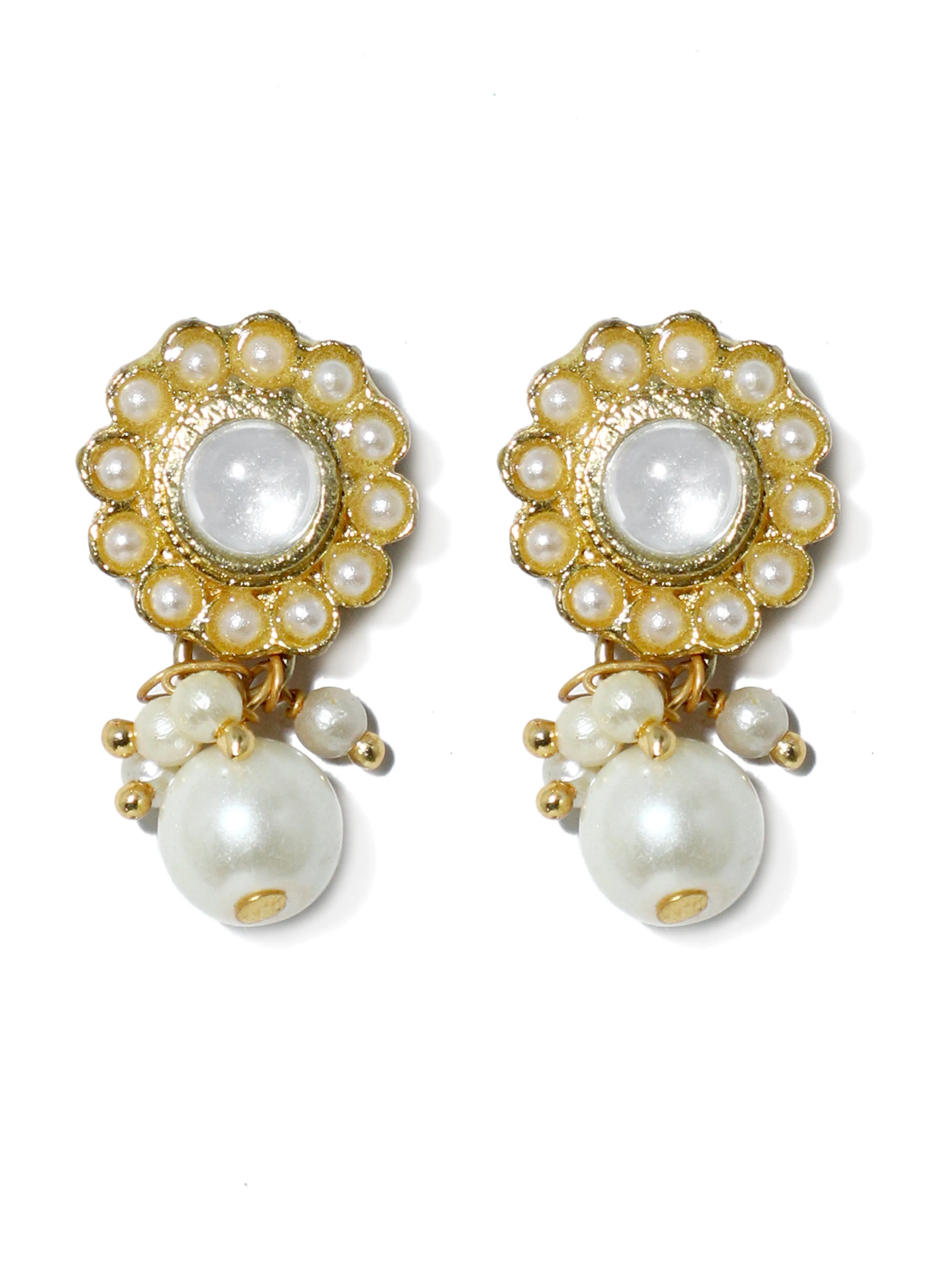 Kundan White Tassel Pearl Beads Choker Necklace Set