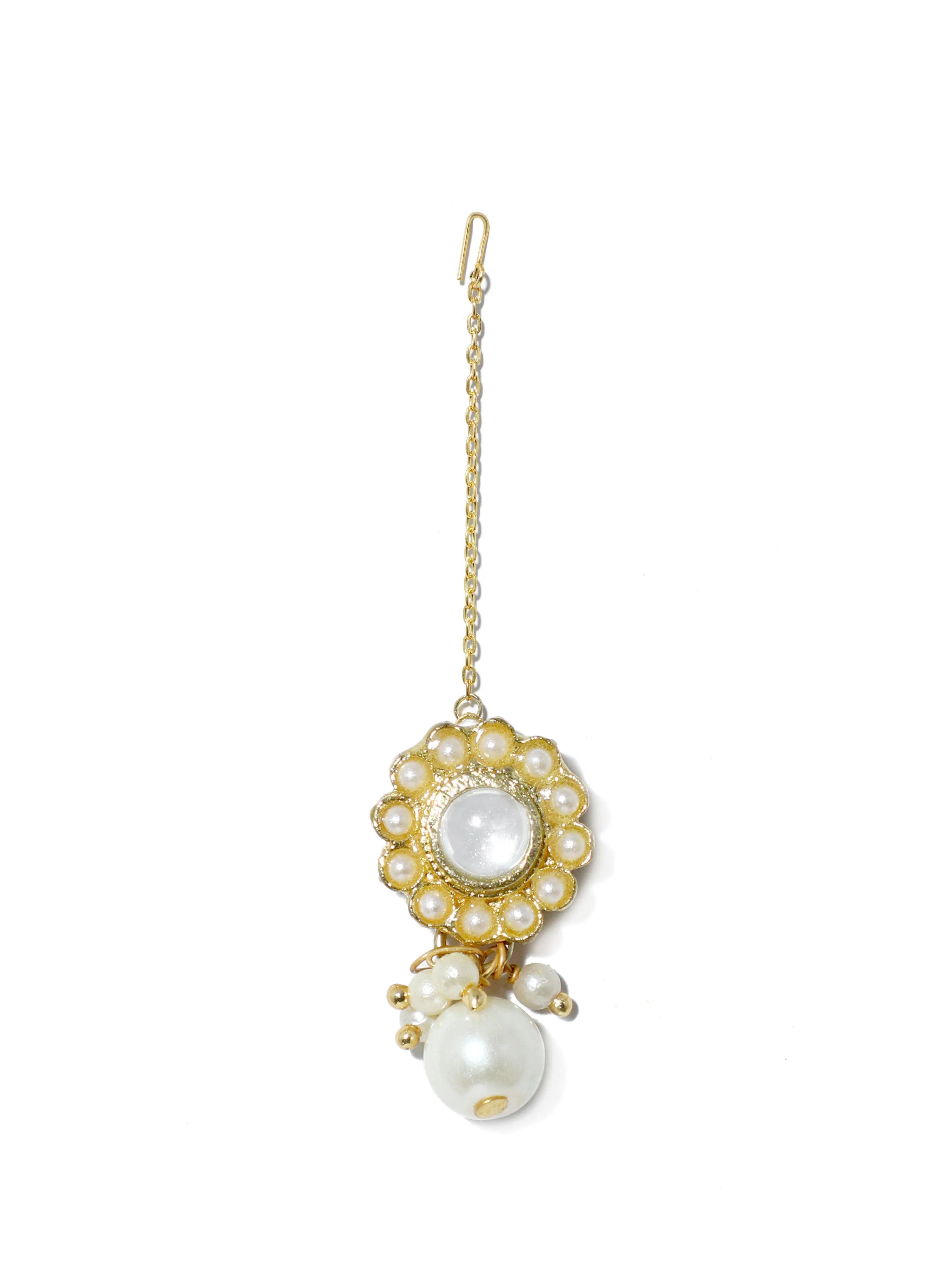 Kundan White Tassel Pearl Beads Choker Necklace Set