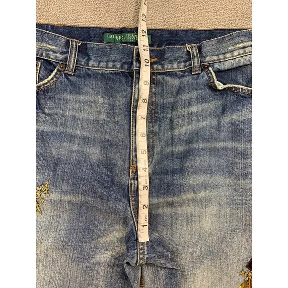 Lauren Ralph Lauren Jeans Co. Distressed Patchwork Jeans Size 14 Petite