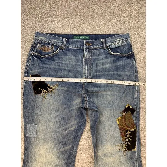 Lauren Ralph Lauren Jeans Co. Distressed Patchwork Jeans Size 14 Petite