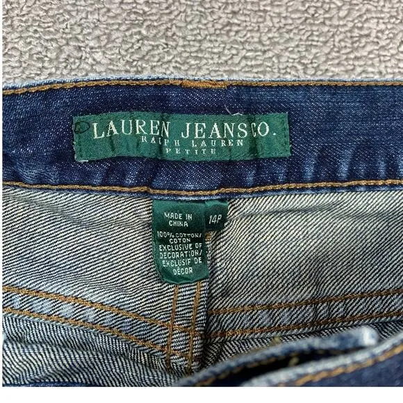Lauren Ralph Lauren Jeans Co. Distressed Patchwork Jeans Size 14 Petite