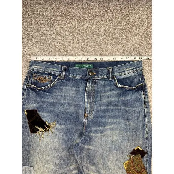 Lauren Ralph Lauren Jeans Co. Distressed Patchwork Jeans Size 14 Petite