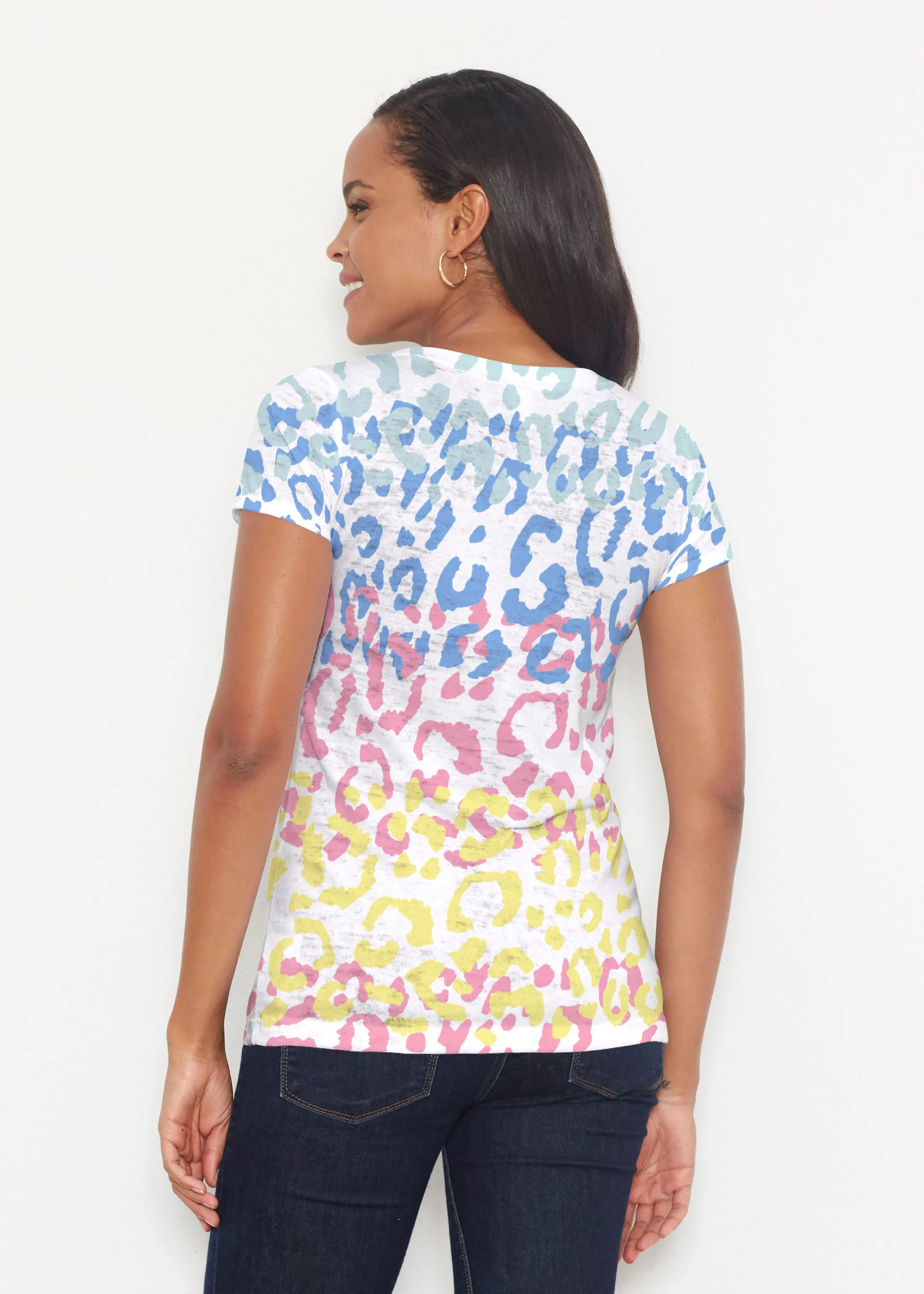 Leopard Ombre Rainbow (7899) ~ Short Sleeve Scoop Shirt