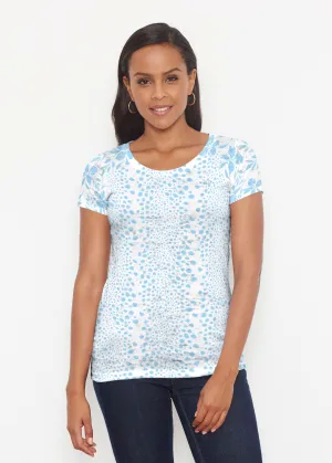 Leopard Rose Aqua (8028) ~ Short Sleeve Scoop Shirt