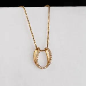 Levade - Horseshoe Moissanite Stone Pendant and Box Chain 14K Gold on Sterling Silver Necklace