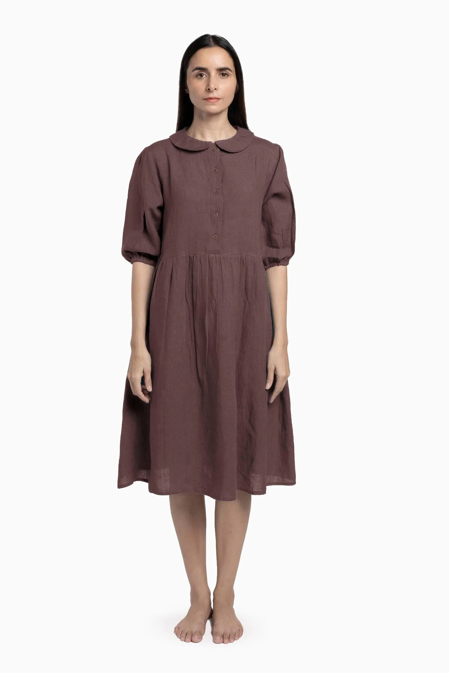 Linen Avra Dress-Midnight Green
