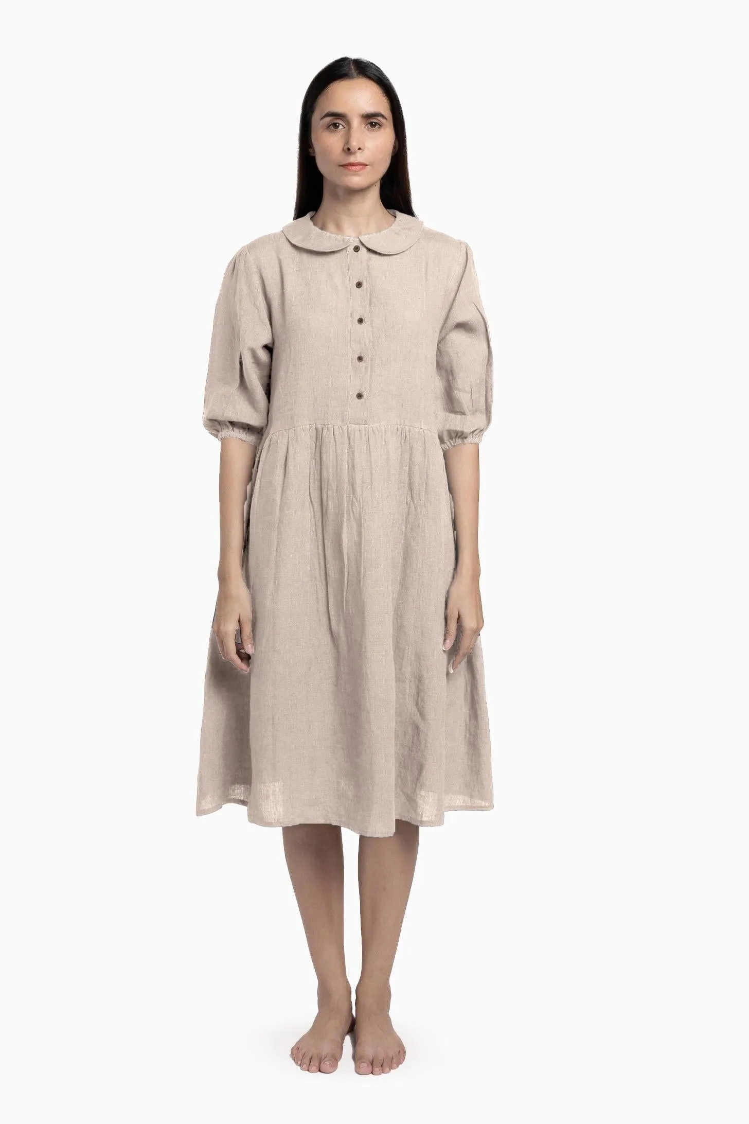 Linen Avra Dress-Midnight Green