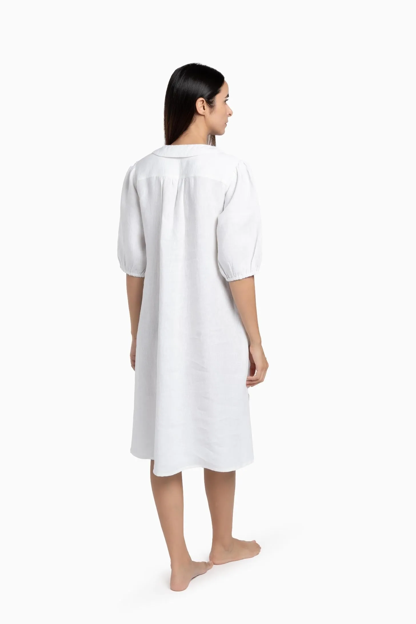 Linen Avra Dress-Midnight Green