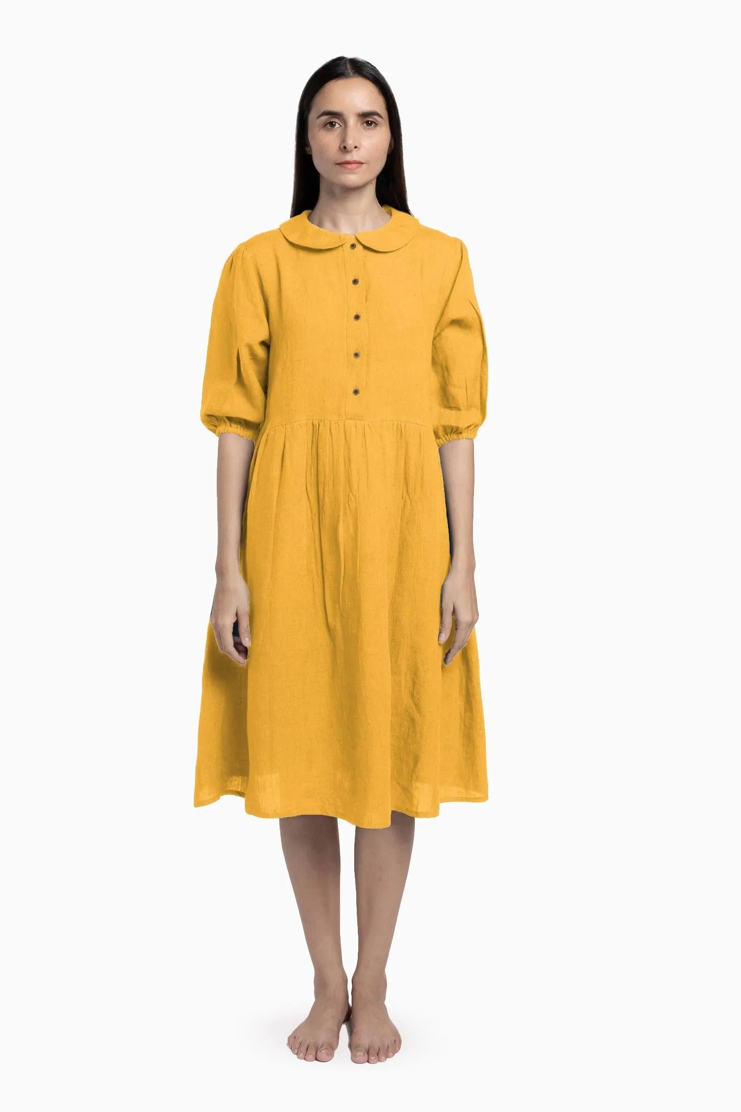 Linen Avra Dress-Midnight Green