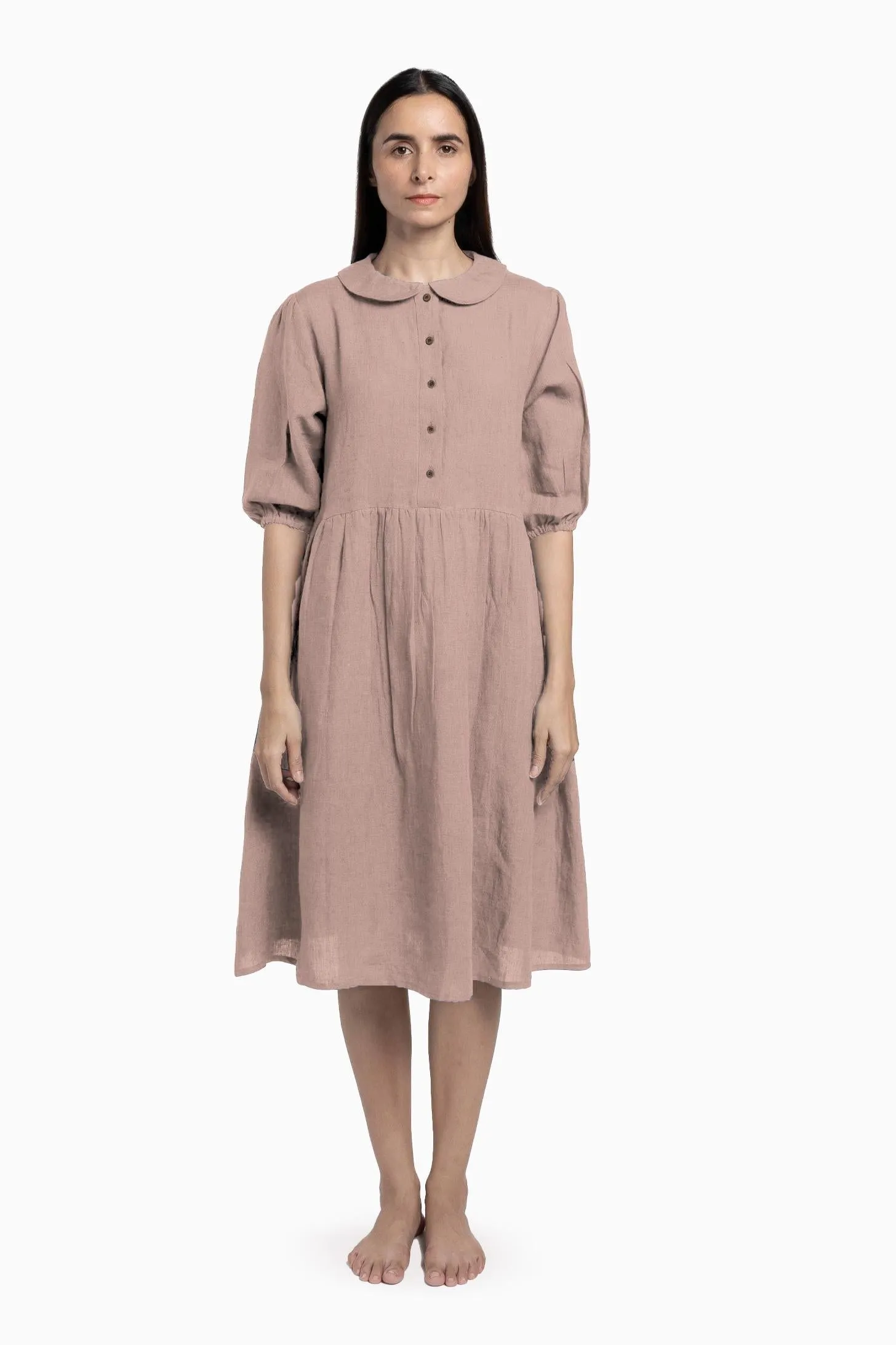 Linen Avra Dress-Midnight Green