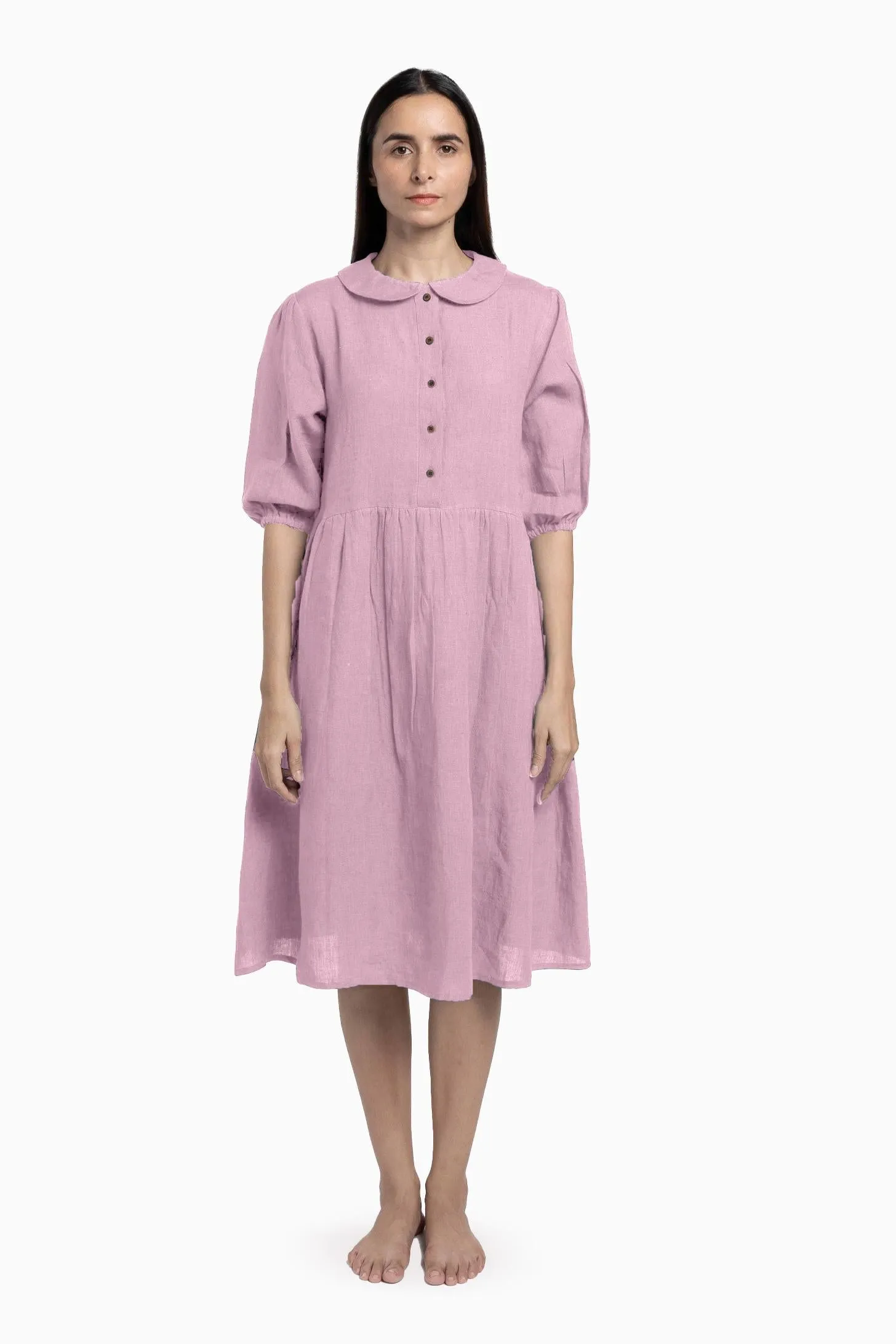 Linen Avra Dress-Midnight Green