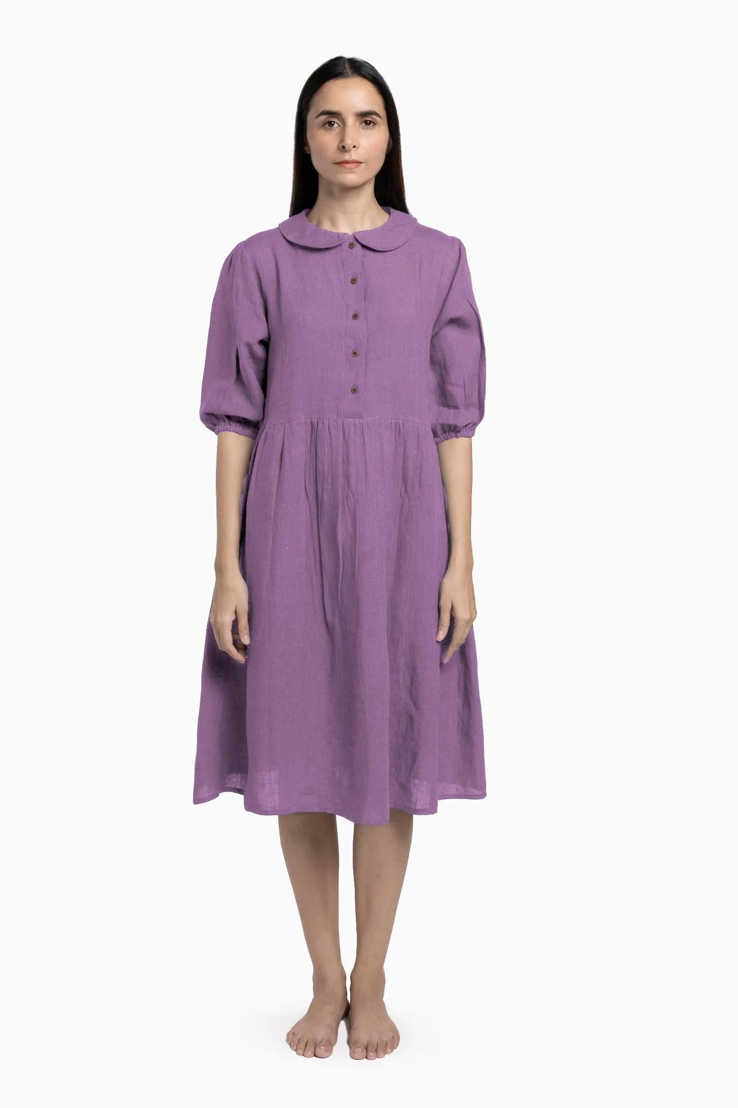 Linen Avra Dress-Midnight Green