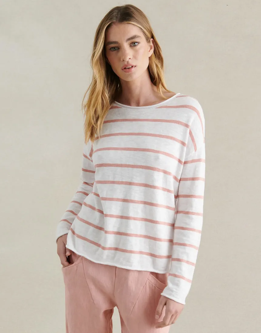Little Lies Minnie Top - Pink/White Stripe