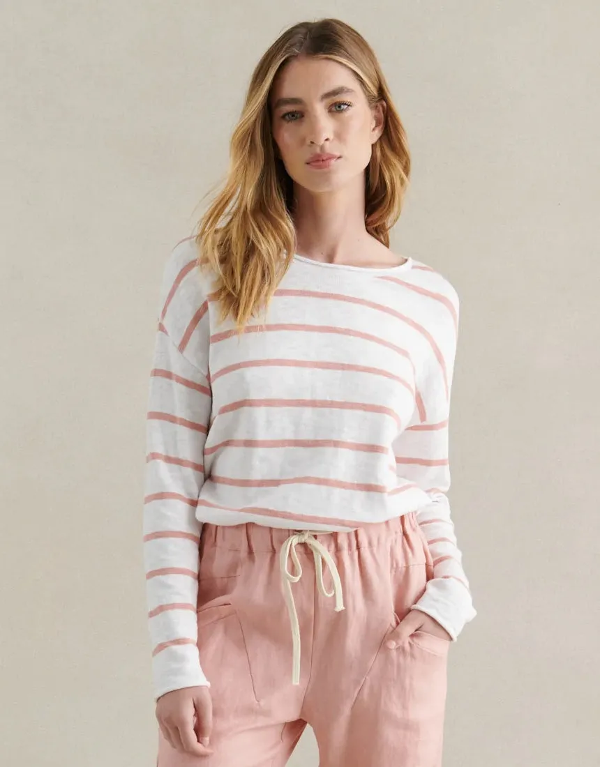 Little Lies Minnie Top - Pink/White Stripe