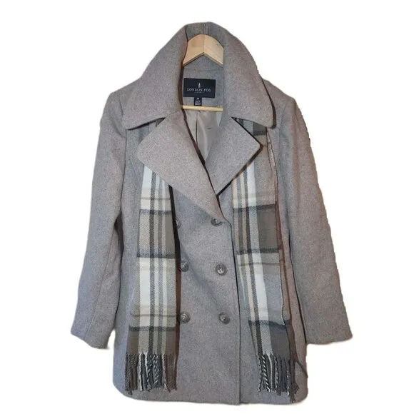 London Fog Wool-blend Jacket Women's Medium, Beige, Plaid Scarf Warm Winter Fall