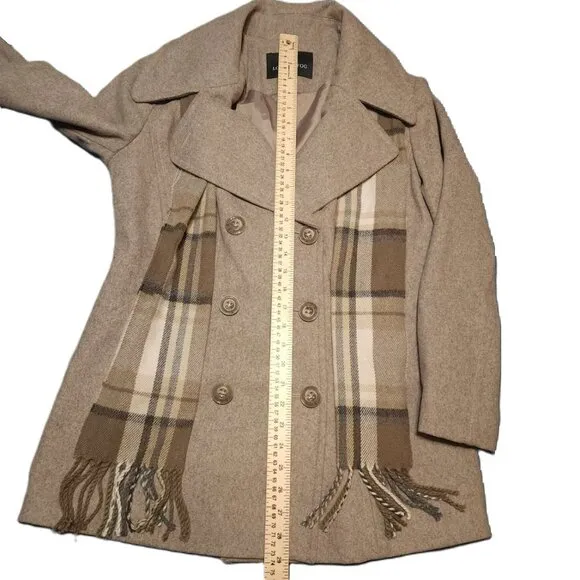 London Fog Wool-blend Jacket Women's Medium, Beige, Plaid Scarf Warm Winter Fall