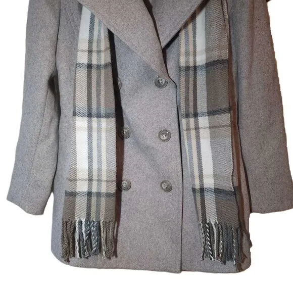 London Fog Wool-blend Jacket Women's Medium, Beige, Plaid Scarf Warm Winter Fall